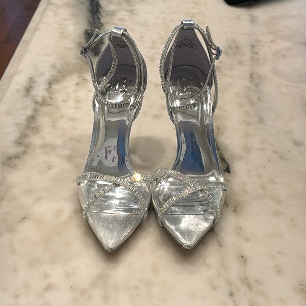 JLO Jeweled Silver Stilettos